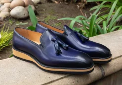 Calfskin Slip-On Tasseled Loafer Navy