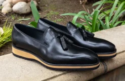 Calfskin Slip-On Tasseled Loafer Black
