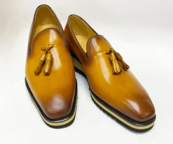 Calfskin Slip-On Tasseled Loafer Cognac