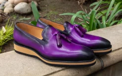 Calfskin Slip-On Tasseled Loafer Purple