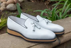 Calfskin Slip-On Tasseled Loafer White