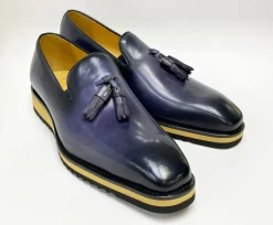 Calfskin Slip-On Tasseled Loafer Grey
