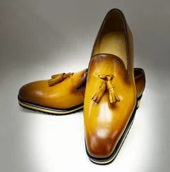 Calfskin Slip-On Tasseled Loafer Cognac