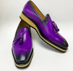 Calfskin Slip-On Tasseled Loafer Purple