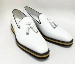 Calfskin Slip-On Tasseled Loafer White