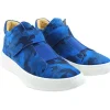 Camoflage Printed Suede High Top Sneaker Blue