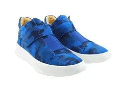 Camoflage Printed Suede High Top Sneaker Blue