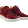 Camoflage Printed Suede High Top Sneaker Red