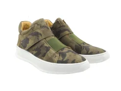 Camoflage Printed Suede High Top Sneaker Green