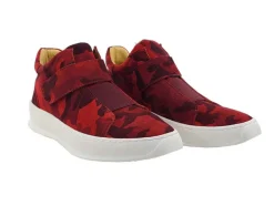 Camoflage Printed Suede High Top Sneaker Red