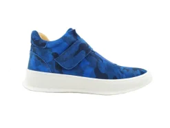 Camoflage Printed Suede High Top Sneaker Blue