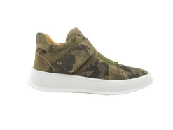 Camoflage Printed Suede High Top Sneaker Green