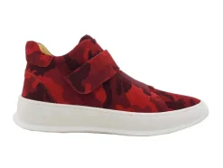 Camoflage Printed Suede High Top Sneaker Red