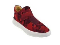 Camoflage Printed Suede High Top Sneaker Red