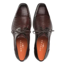 Cap Toe Lizard Lace Up Derby Brown