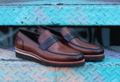 Corrente Burnished Calfskin Slip-On Loafer Brown