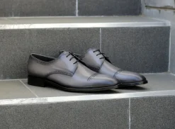 Corrente Burnished Calfskin Lace-Up Oxford Grey