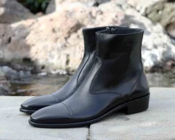 Corrente Burnished Calfskin Slip-On Boot Black