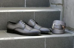 Corrente Burnished Calfskin Lace-Up Oxford Grey