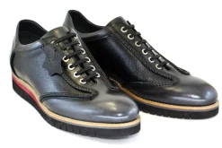 Corrente Calfskin & Deerskin Lace-Up Oxford Black/Grey