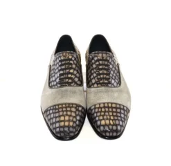Corrente Calfskin & Suede Lace-Up Oxford Grey