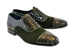 Corrente Calfskin & Suede Lace-Up Oxford Green