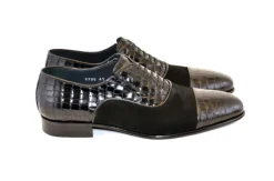Corrente Calfskin & Suede Lace-Up Oxford Black