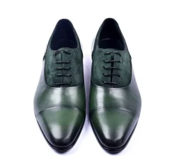 Corrente Calfskin & Suede Lace-Up Oxford Green