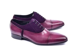Corrente Calfskin & Suede Lace-Up Oxford Purple