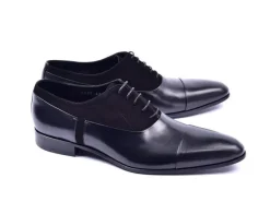 Corrente Calfskin & Suede Lace-Up Oxford Black