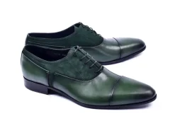 Corrente Calfskin & Suede Lace-Up Oxford Green