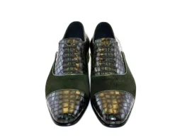 Corrente Calfskin & Suede Lace-Up Oxford Green
