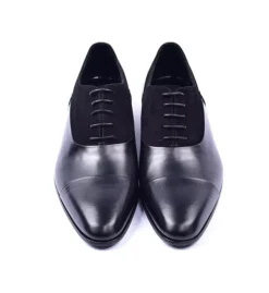Corrente Calfskin & Suede Lace-Up Oxford Black