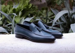 Corrente Calfskin Tasseled Loafer Blue