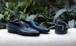 Corrente Calfskin Tasseled Loafer Blue