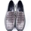 Corrente Crocodile Embossed Calfskin & Suede Loafer Grey
