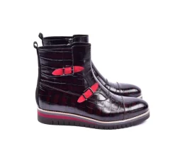 Corrente Crocodile Embossed Calfskin Slip-On Boot Black
