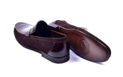 Corrente Crocodile Embossed Calfskin & Suede Loafer Brown