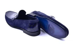 Corrente Crocodile Embossed Calfskin & Suede Loafer Navy