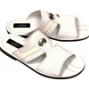 Corrente Crocodile Printed Calfskin Sandal White