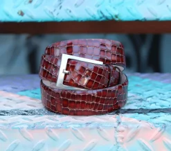 Corrente Crocodile Printed Calfskin Belt Sport