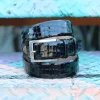 Corrente Crocodile Printed Calfskin Belt Black