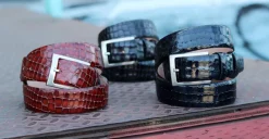 Corrente Crocodile Printed Calfskin Belt Black