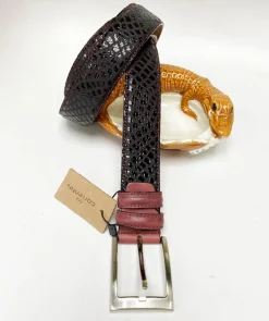 Corrente Crocodile Printed Calfskin Sandal Burgundy