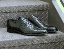 Corrente Crocodile Printed Calfskin Belt Black
