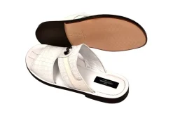 Corrente Crocodile Printed Calfskin Sandal White