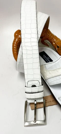 Corrente Crocodile Printed Calfskin Sandal White