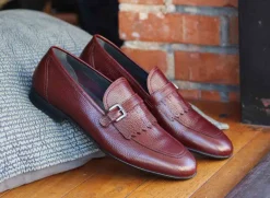 Corrente Deerskin Slip-On Loafer Burgundy