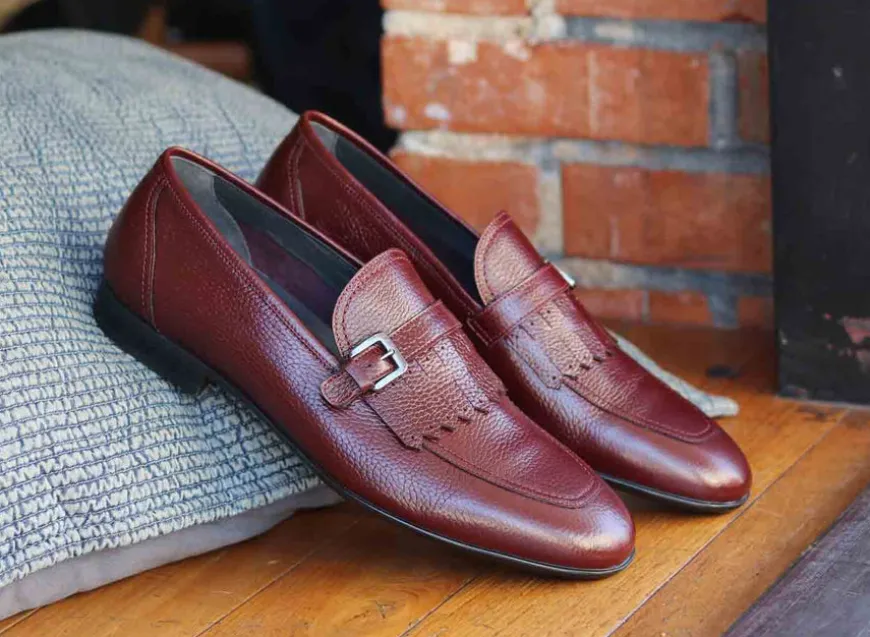Corrente Deerskin Slip-On Loafer Burgundy