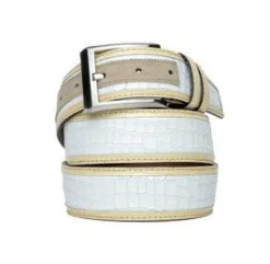 Corrente Exotic Printed Calfskin Belt White